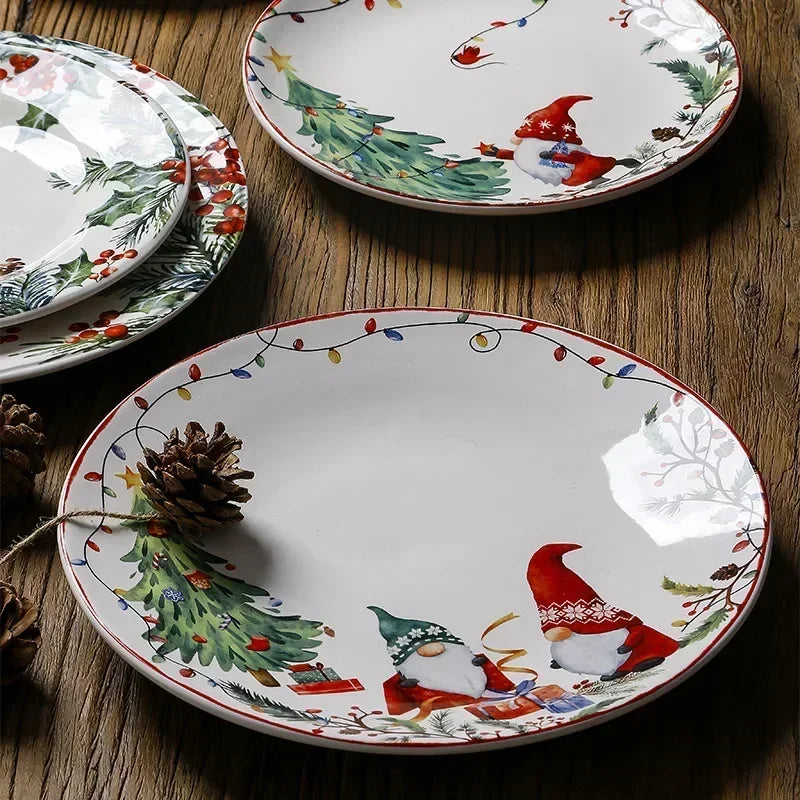 Festive Holiday Ceramic Plate – “Festive Foliage” Edition Porcelain