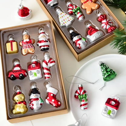Glass Christmas Ornaments Set – Gingerbread & Tree Edition