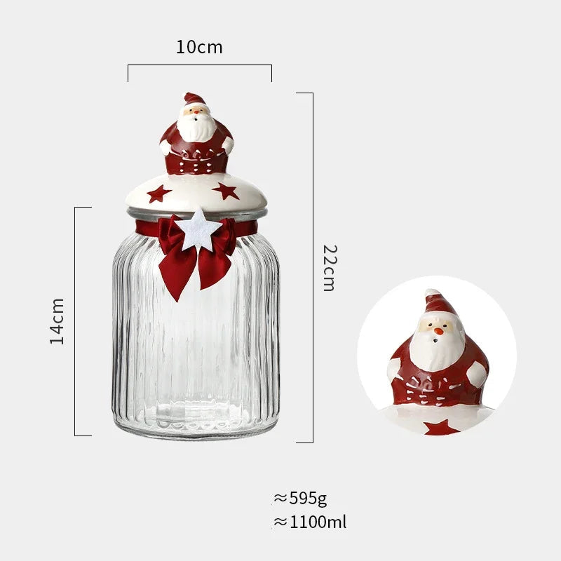 Set of Christmas Glass Cookie Jars – Festive Ceramic Lid Edition | Seasons Co.