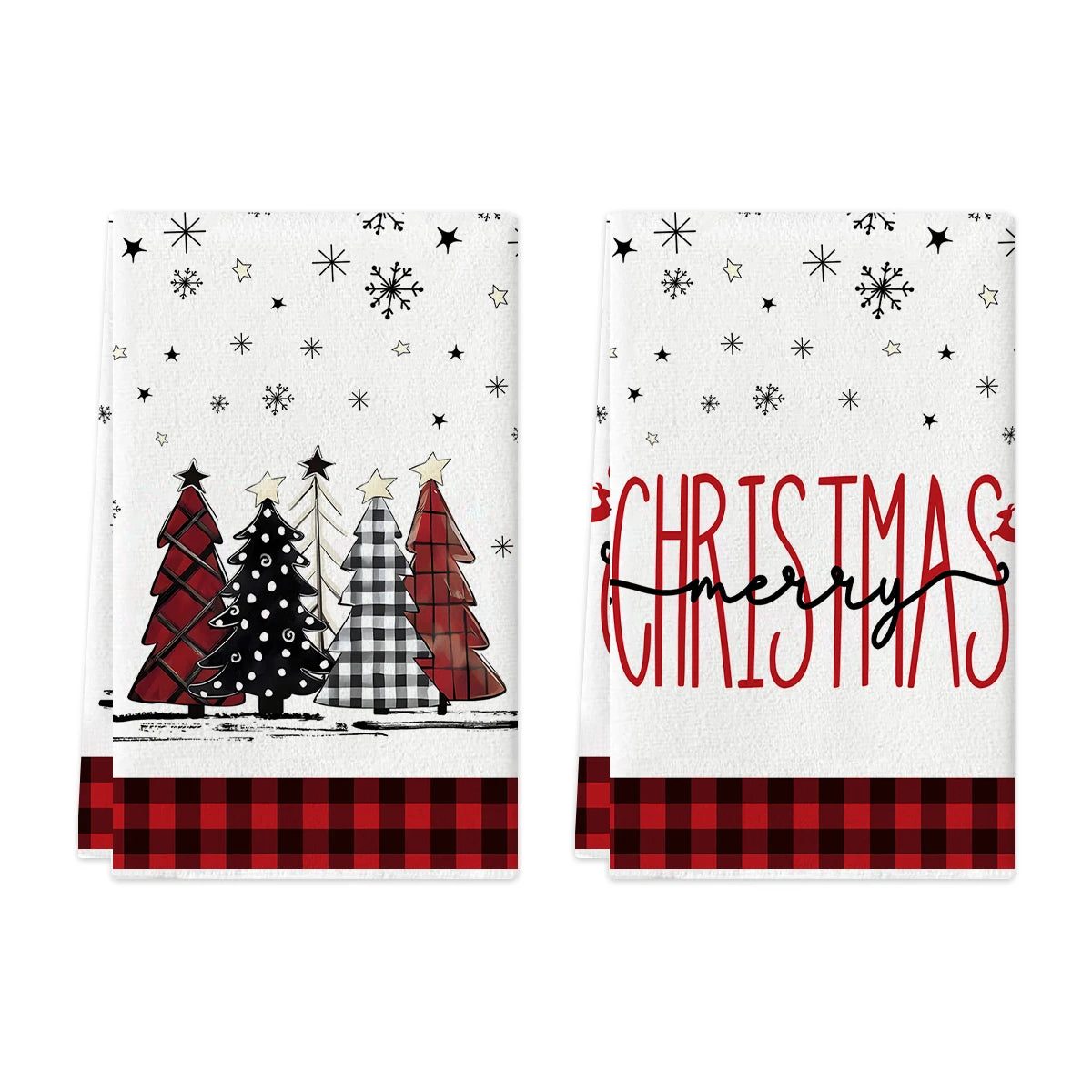 Kitchen Towels – Snowman, Snowflake & Tree Edition (Set of 2 / 4)