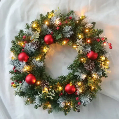 Everpine Glow LED Christmas Wreath — Pinecones & Red Berries | Seasons Co.