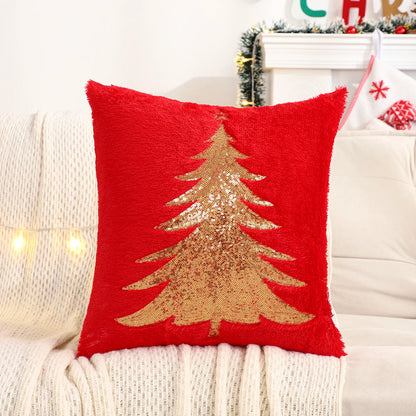 Gold Sequin Christmas Tree Cushion Cover – Holiday Luxe Edition