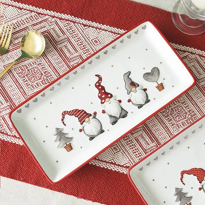 Rectangular Ceramic Dinner Plate Christmas Plate Santa Claus Pattern Afternoon Tea Dessert Tray Kitchen Steak Plate Tableware