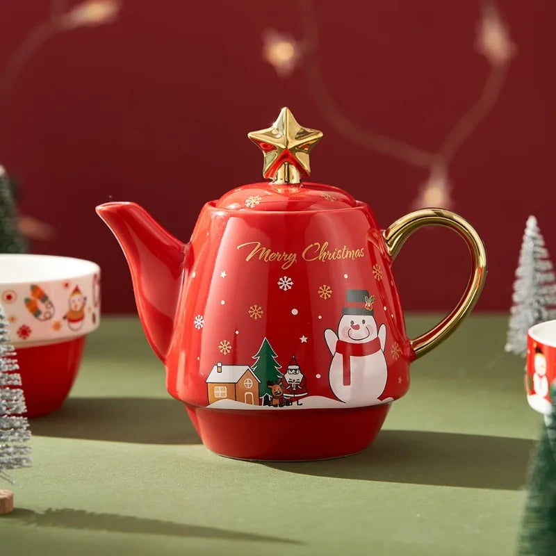 Festive Ceramic Tea Set – Santa & Elk Edition
