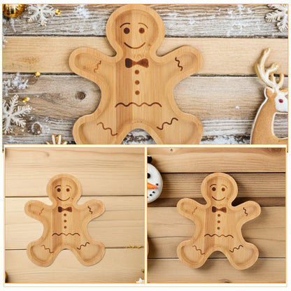Gingerbread Man Bamboo Serving Tray – Holiday Snack Edition