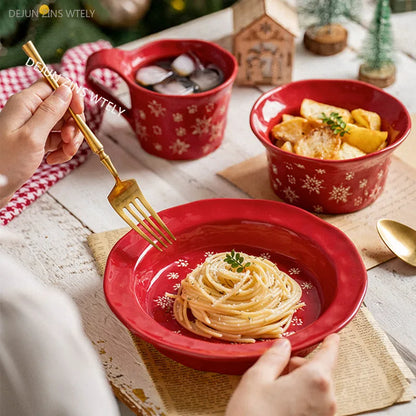 Exquisite Christmas Ceramic Tableware Set – Holiday Dining Edition