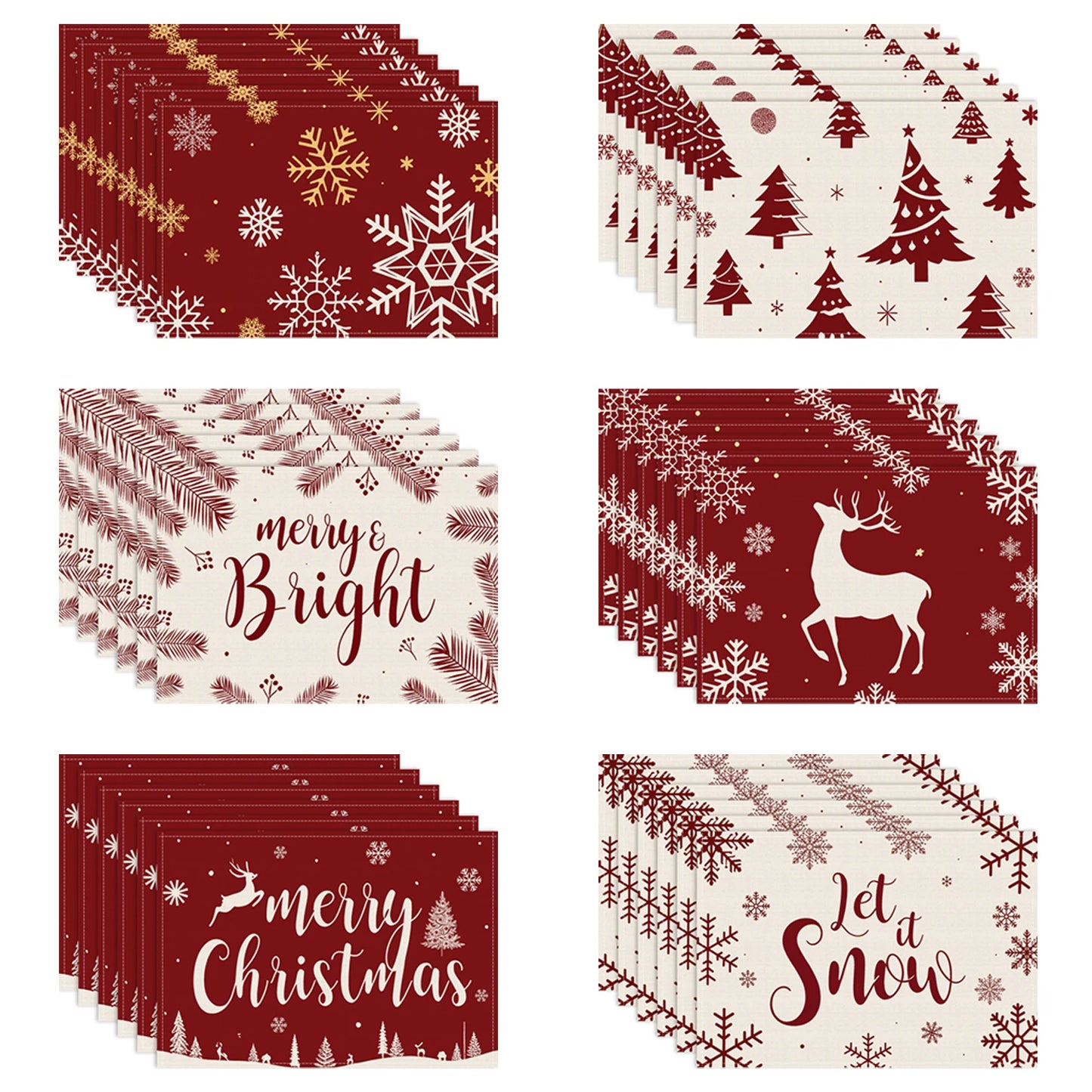 Christmas Placemats – Snowflake & Reindeer Edition (Set of 1 / 4 / 6)