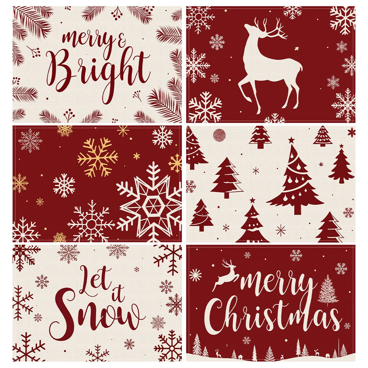 Christmas Placemats – Snowflake & Reindeer Edition (Set of 1 / 4 / 6)