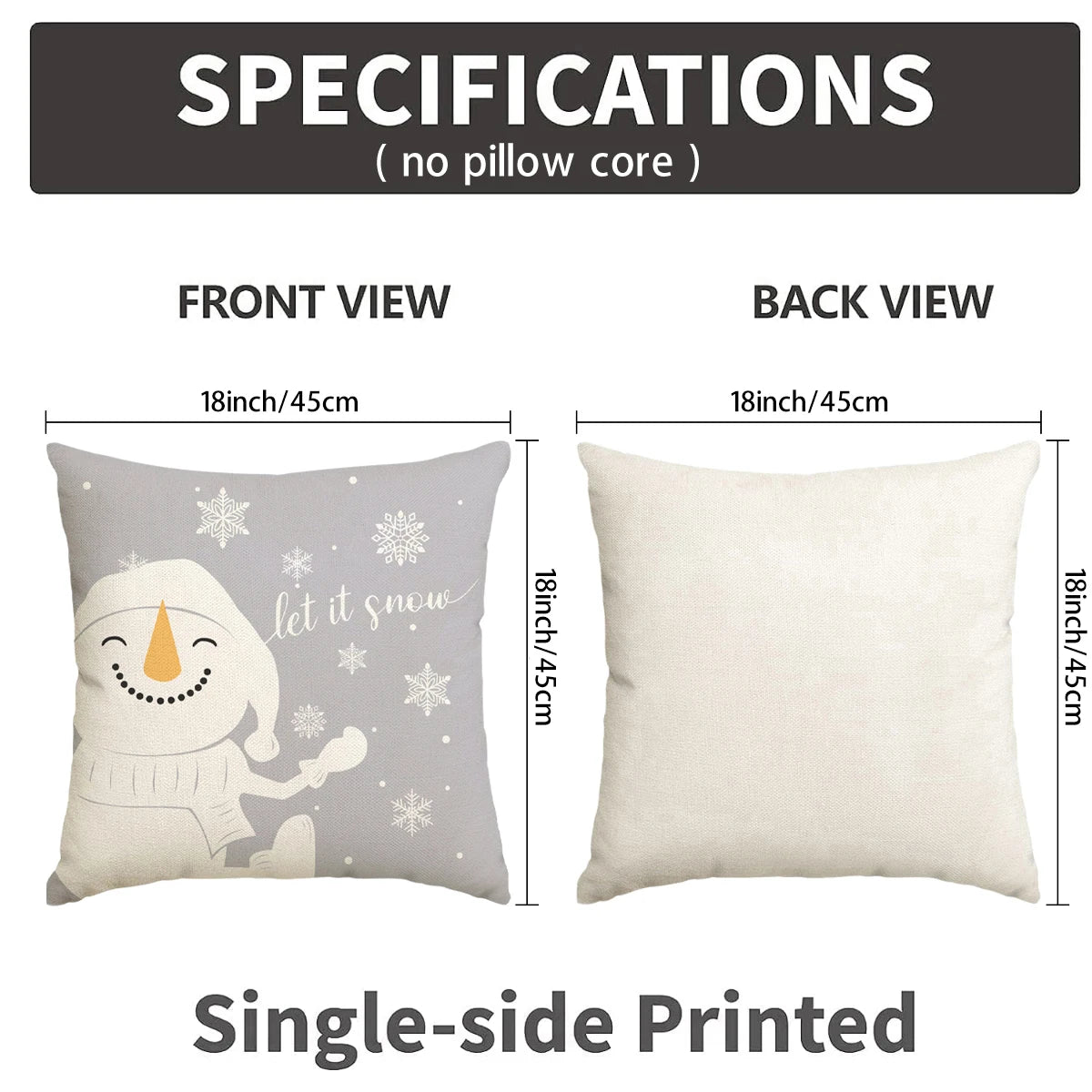 Christmas Pillow Covers – Tree, Snowman & Snowflake Edition (1 / 4 pcs)