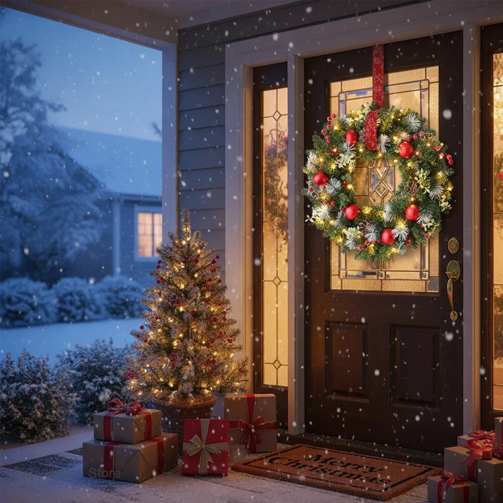 Everpine Glow LED Christmas Wreath — Pinecones & Red Berries | Seasons Co.