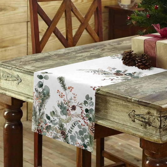 Christmas Botanical Table Runner – Pinecone & Eucalyptus Edition