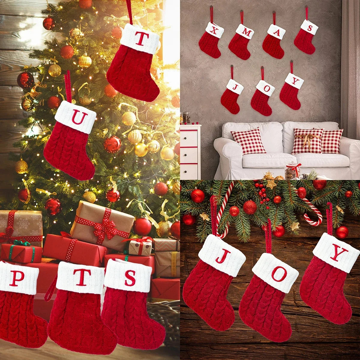 Christmas Knit Stockings – Snowflake & Letter Edition (A–Z)