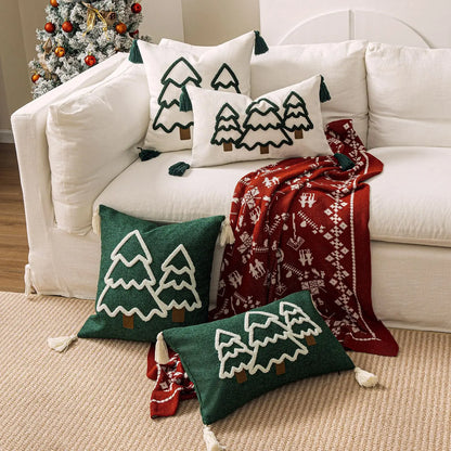 Christmas Tree Cushion Cover – Festive Canvas Edition