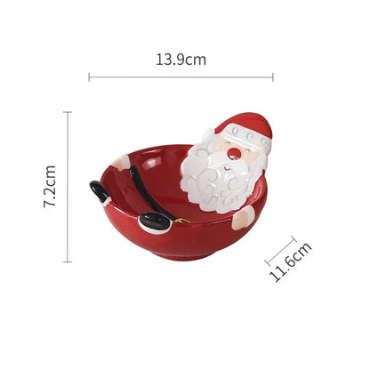 Nordic Ceramic Santa Claus Bowl – Embossed Holiday Edition