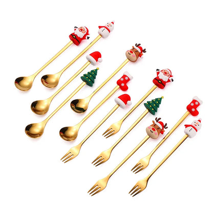 Christmas Gold & Silver Cutlery Set – Elk & Tree Edition