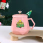 Christmas Ceramic Mug with Lid & Spoon – Santa & Elk Edition