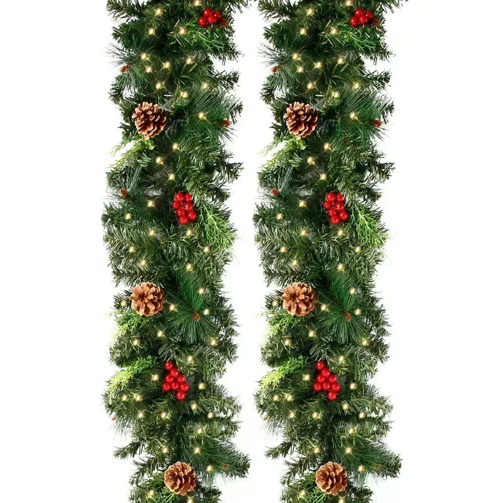 Evergreen Glow 270cm LED Christmas Garland — Pinecones & Red Berries | Seasons Co.