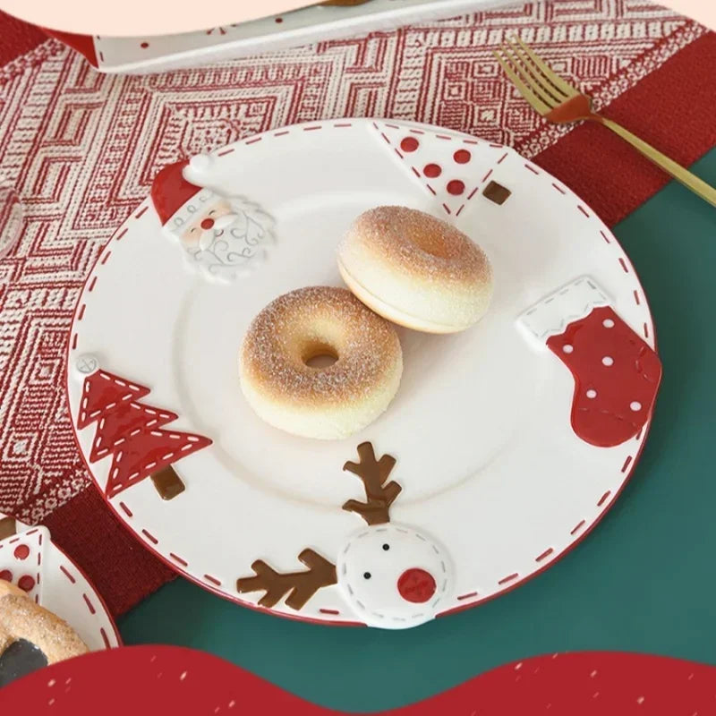 Santa Claus Ceramic Dessert Plate – Holiday Joy Edition