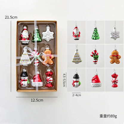 Glass Christmas Ornaments Set – Gingerbread & Tree Edition