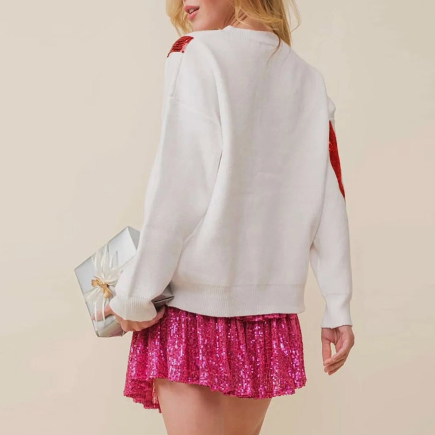 Sequin Bow Christmas Sweater