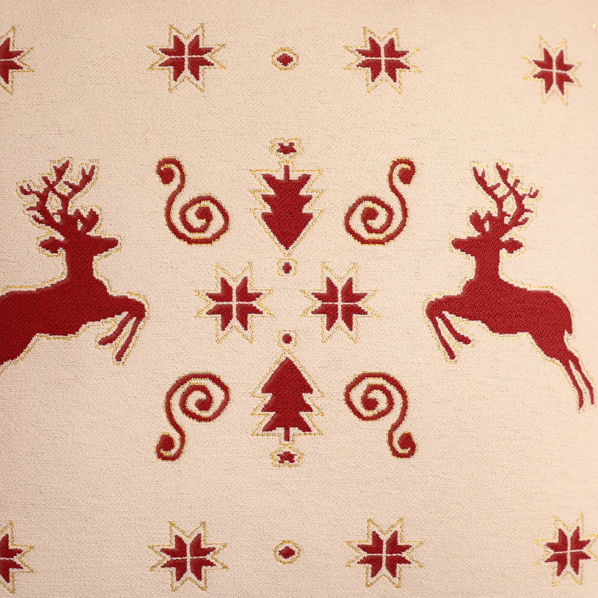 Christmas Tree & Snowflake Cushion Cover – Linen Jacquard Edition