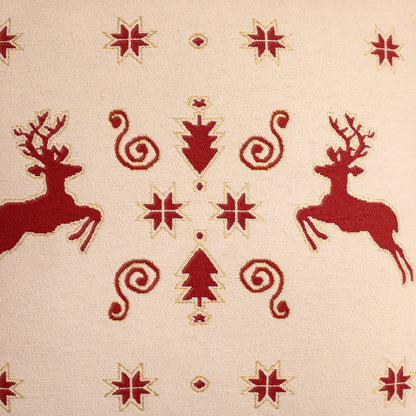 Christmas Tree & Snowflake Cushion Cover – Linen Jacquard Edition