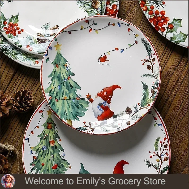 Assiette en céramique festive – Édition « Feuillage festif » en porcelaine