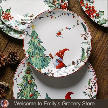 Festive Holiday Ceramic Plate – “Festive Foliage” Edition Porcelain