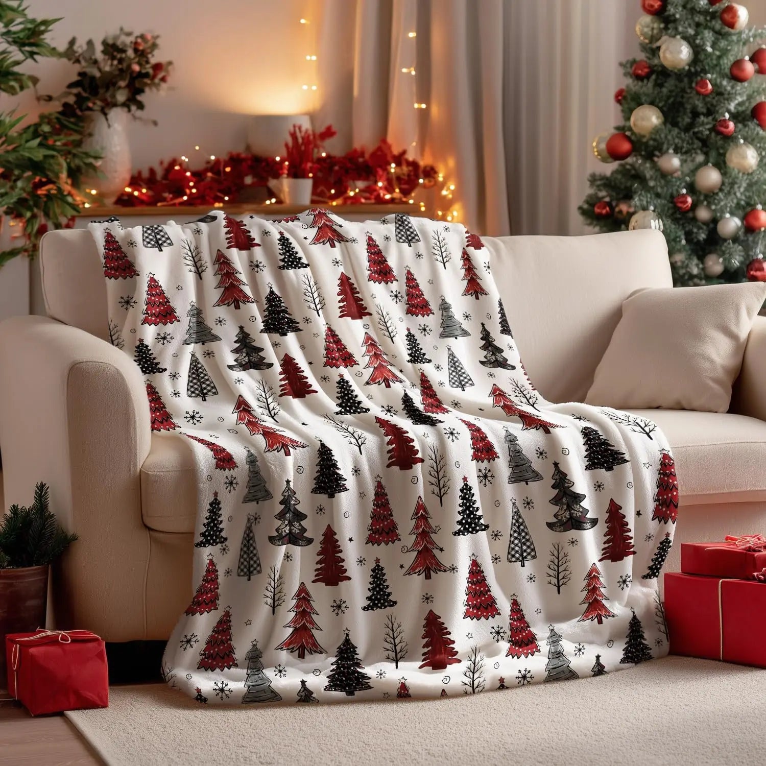 Couverture de Noël en flanelle – Édition Sapin