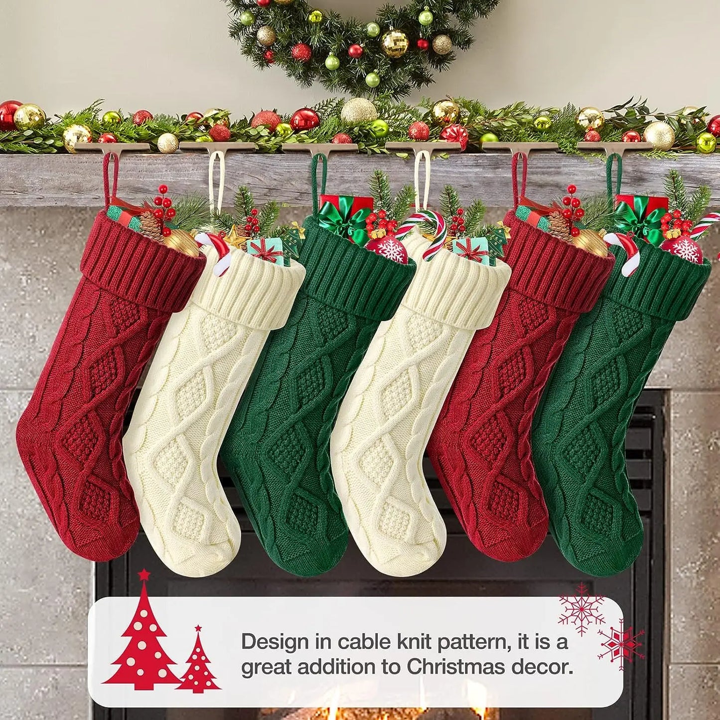 Christmas Stockings – Cable Knit Edition (Large Size)