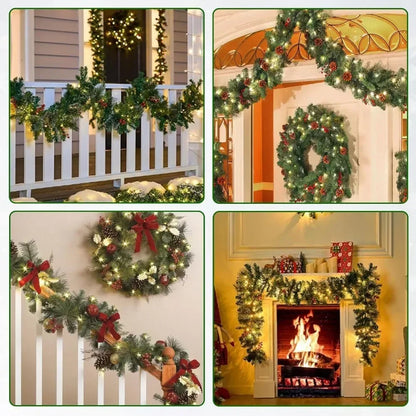 Hollylane Glow LED Christmas Garland — Pinecones & Red Berries | Seasons Co.