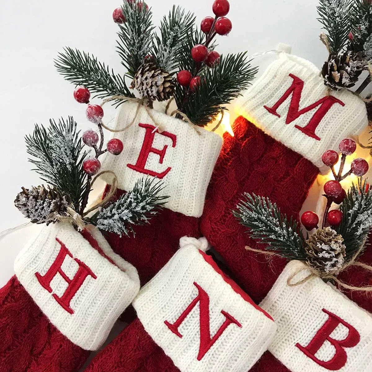 Christmas Knit Stockings – Snowflake & Letter Edition (A–Z)