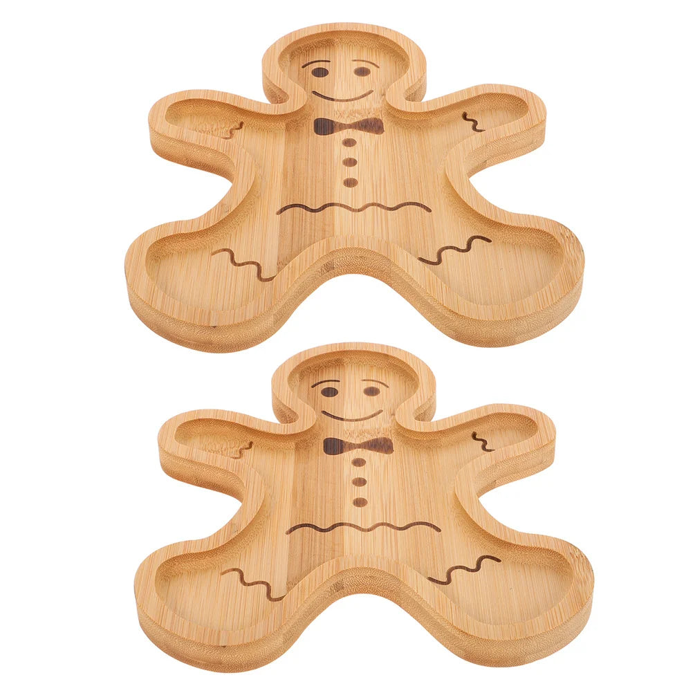 Gingerbread Man Bamboo Serving Tray – Holiday Snack Edition