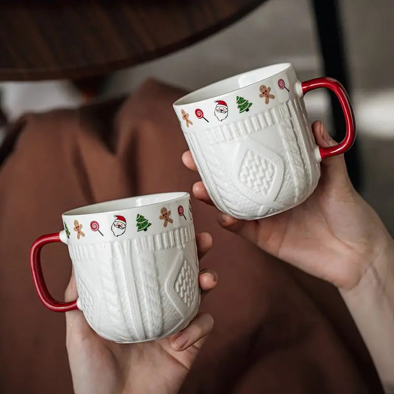 Creative Embossed Christmas Sweater Ceramic Mug | Seasons Co.