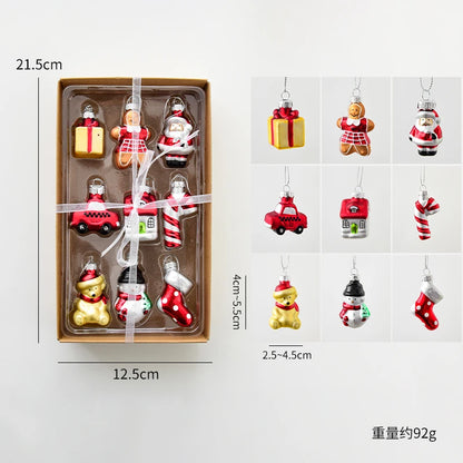 Glass Christmas Ornaments Set – Gingerbread & Tree Edition
