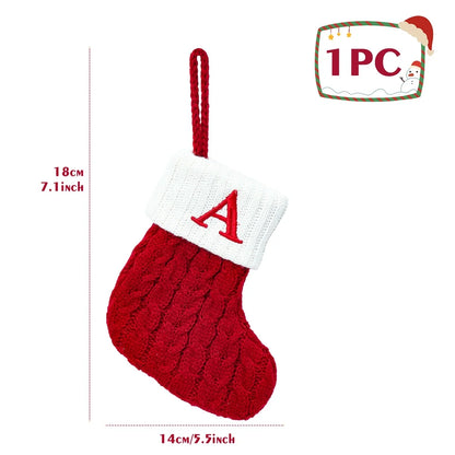Christmas Knit Stockings – Snowflake & Letter Edition (A–Z)