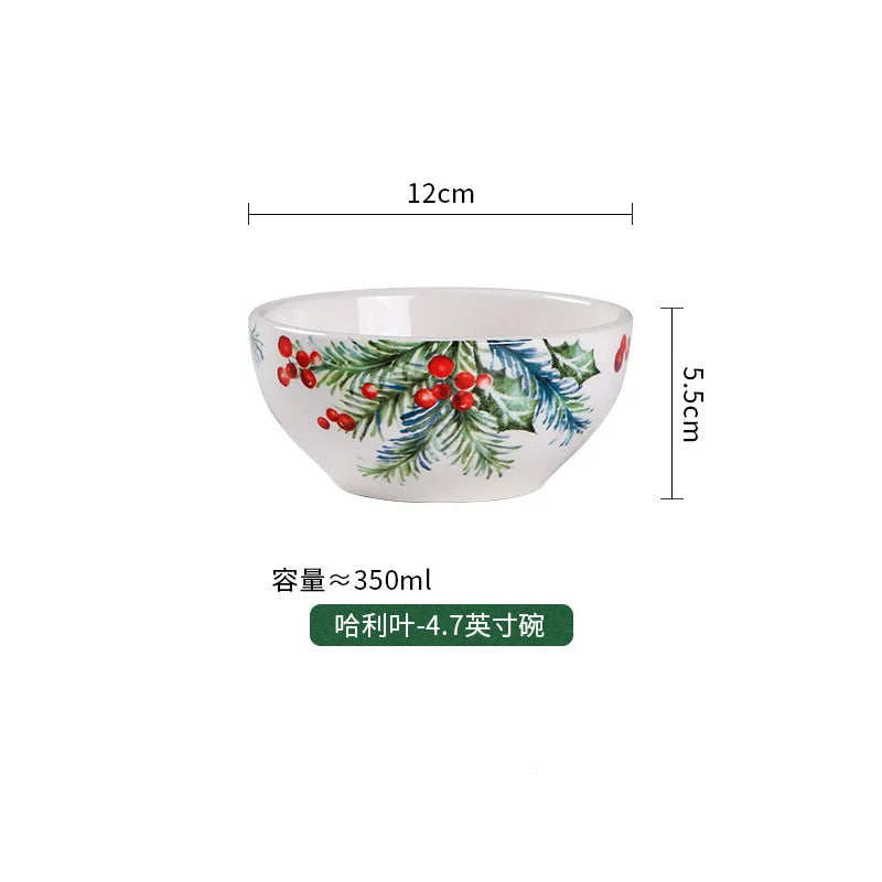Christmas Holly Ceramic Dinner Plate – Festive Foliage Edition