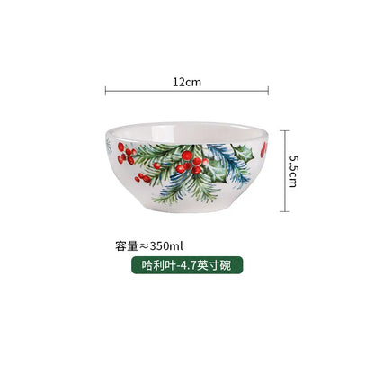 Christmas Holly Ceramic Dinner Plate – Festive Foliage Edition