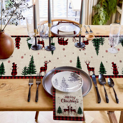 Christmas Table Runner – Reindeer & Holly Edition