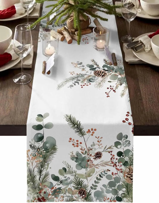 Christmas Botanical Table Runner – Pinecone & Eucalyptus Edition