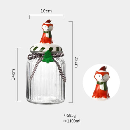 Set of Christmas Glass Cookie Jars – Festive Ceramic Lid Edition | Seasons Co.