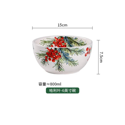 Christmas Holly Ceramic Dinner Plate – Festive Foliage Edition