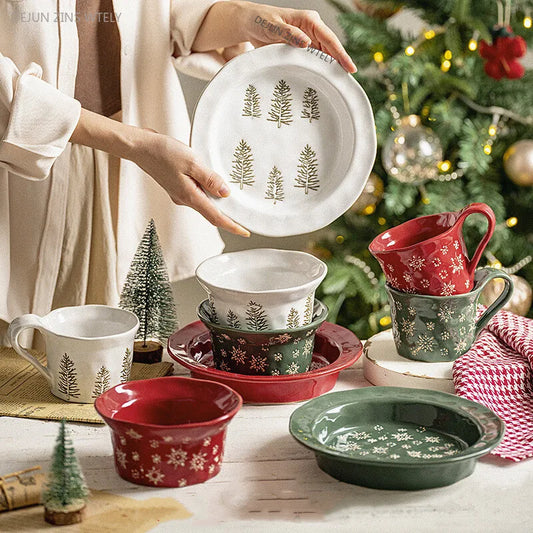Exquisite Christmas Ceramic Tableware Set – Holiday Dining Edition