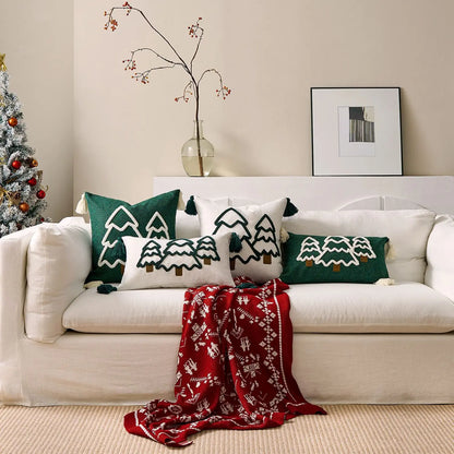 Christmas Tree Cushion Cover – Festive Canvas Edition