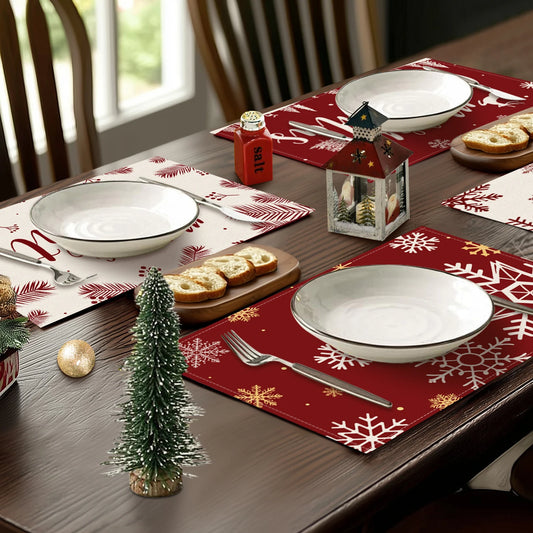 Sets de table de Noël – Édition Flocons de neige et Renne (Lot de 1 / 4 / 6)