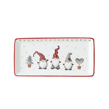 Rectangular Ceramic Dinner Plate Christmas Plate Santa Claus Pattern Afternoon Tea Dessert Tray Kitchen Steak Plate Tableware