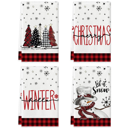 Kitchen Towels – Snowman, Snowflake & Tree Edition (Set of 2 / 4)