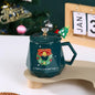 Christmas Ceramic Mug with Lid & Spoon – Santa & Elk Edition