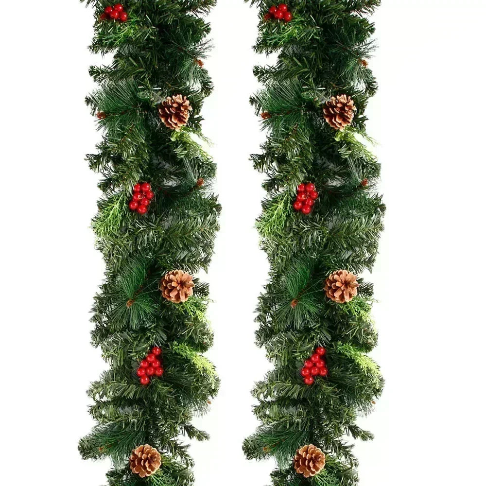 Evergreen Glow 270cm LED Christmas Garland — Pinecones & Red Berries | Seasons Co.