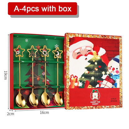 Christmas Coffee Spoon Set – 4 PCS Gold Edition